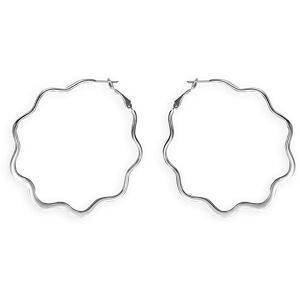 Créoles Acier Couleur Argent Ondulées 40mm Tube 3mm