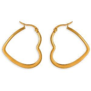 Créoles Acier Jaune Cœur 30mm Tube 3mm