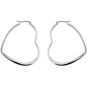 Créoles Acier Couleur Argent Cœur 30mm Tube 3mm