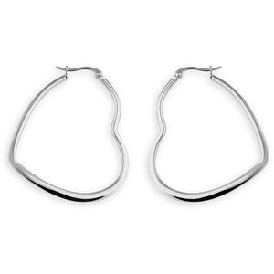 Créoles Acier Couleur Argent Cœur 40mm Tube 3mm