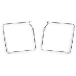 Créoles Acier Couleur Argent Carrées 50mm Tube 3mm