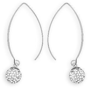 Créoles Acier Ovales 22*50mm Tube 1mm Boule Cristal 10mm