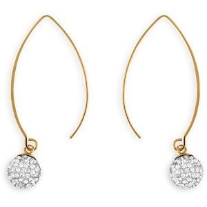 Créoles Acier Jaune 22*50mm Tube 1mm Boule Cristal 10mm