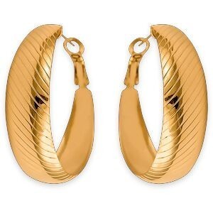 Créoles Acier Jaune Cubaines 35mm Tube 12mm