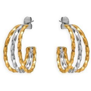 Créoles Acier Bicolores Torsadées 20mm Tube 7mm