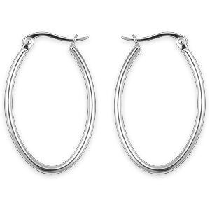 Créoles Acier Couleu Argent Ovales 20*30mm
