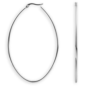 Créoles Acier Couleur Argent Ovales 50*70mm