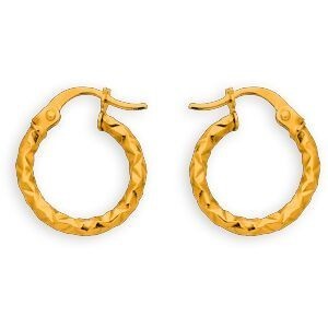 Créoles Or 375 Diamantées 14mm Tube 2mm