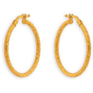 Créoles Or 375 Diamantées 29mm Tube 2mm