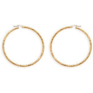 Créoles Or 375 Diamantées 54mm Tube 2mm