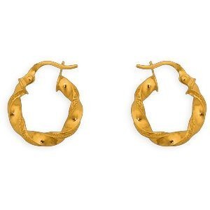 Créoles Or 375 Torsadées 16mm Tube 3mm