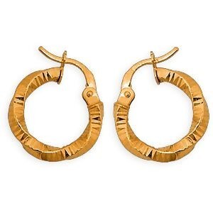 Créoles Or 375 Torsadées Fantaisie 15mm Tube 2.5mm