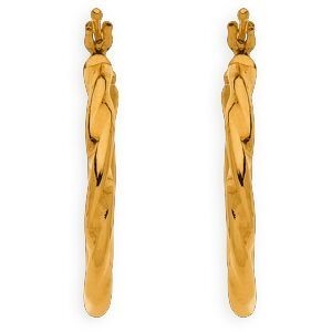 Créoles Or 375 Torsadées 19mm Tube 2mm