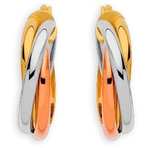 Créoles Or 750 Tricolores 25mm Tube 6mm