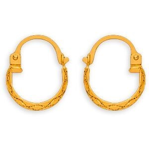 Créoles Or37 Striées 10mm Tube 3.5mm