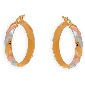 Créoles Or 375 Tricolores 35mm Tube 5mm