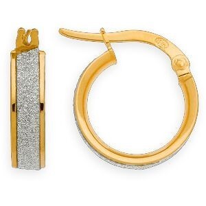 Créoles Or 375 Bicolores 17.2mm Tube 3.6mm