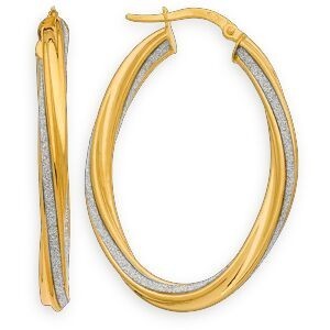 Créoles Or 375 Bicolores Torsadées Ovales 27.5*37.5mm Tube 3mm