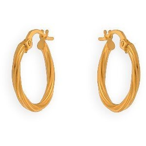 Créoles Or 375 Torsadées Ovales 14*16mm Tube 2mm