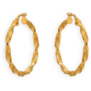 Créoles Or 375 Torsadées Fantaisie 30mm Tube 3mm