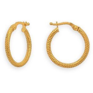 Créoles OR375 Martelées 15mm Tube 2mm