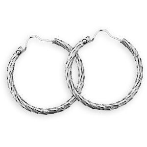 Créoles Argent 925 Diamantées 20mm Tube 2mm