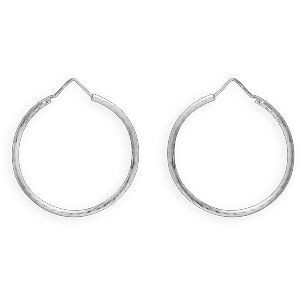 Créoles Argent 925 Diamantées 30mm Tube 2mm