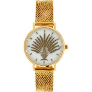 Montre Femme G97 30mm Cadran Nacre Arbre Du Voyageur Bracelet Mesh Doré 14mm 3ATM