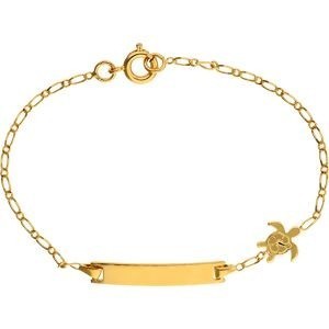 Bracelet Identité Bébé Plaqué or 15 Centimètres Plaque Rectangle Tortue