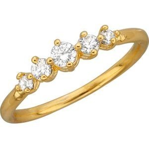 Bague Plaqué Or 5 Oxyde de Zirconium Sertis Griffes