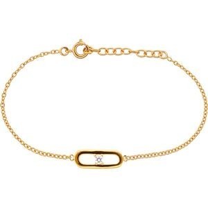 BRACELET FINE CHAINE MOTIF LONG AJOURE 1 Zirconia Cubique 19CM