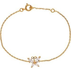 Bracelet 18 Centimètres Plaqué or Papillon Oxyde de Zirconium
