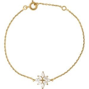 Bracelet 18 Centimètres Plaqué or Fleur Oxyde de Zirconium
