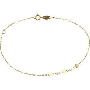 Bracelet CALLAS 3 motifs coeurs lisses & 2 perles blanches 17+3 Centimètres