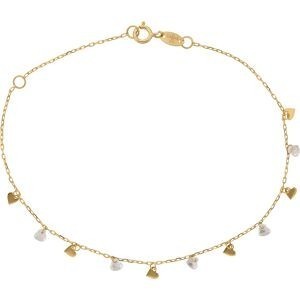 Bracelet CALLAS motifs coeurs lisses & coeurs oxydes 17+3 Centimètres