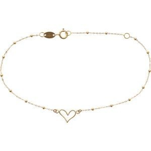 Bracelet Callas boules et motif coeur ajouré 17+3 Centimètres
