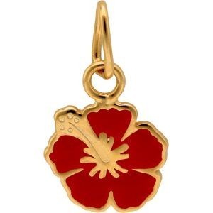 Pendentif Plaqué or Enfant Hibiscus Émaillé