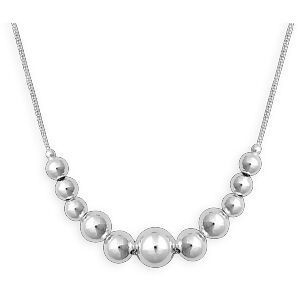 Collier Chute Argent 925 Chaîne 1.4mm Boules 6  à 10mm 45cm