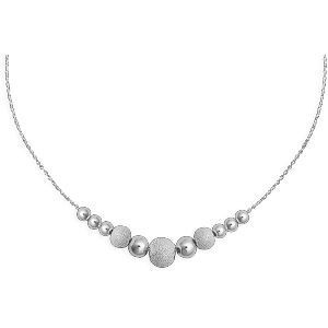 Collier Argent 925 Chaîne 1.4mm Chute Boules Lisses Sablées 4  à 8mm 45cm