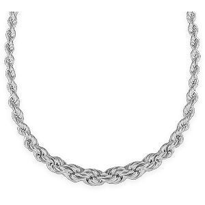 Collier Argent 925 Chute Maille Corde Centre 8mm 46cm
