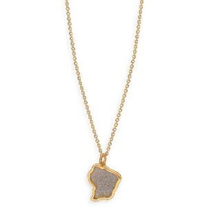 Collier Acier Bicolore Carte Guyane Pailleté Argenté 16*24mm 40  à 45cm