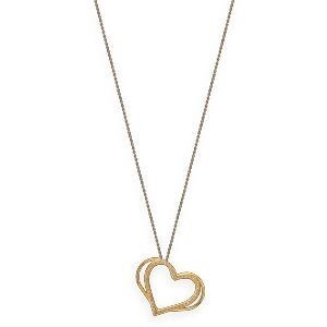 Collier Acier Jaune Cœurs Cristal Blanc 34*25mm 42  à 45cm