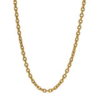 Collier Acier Jaune Maille Forçat Diamanté 7.5mm 70cm