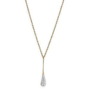 Collier Acier Jaune Motif Goutte Cristal 6.7*40mm 42  à 45cm