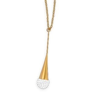 Collier Acier Jaune Motif Cristal 8.5*42mm 42  à 45cm