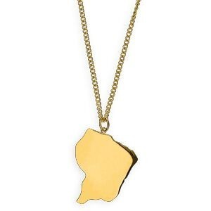 Collier Acier Jaune Carte Guyane 25*35mm Chaîne 2.5mm 50  à 55cm