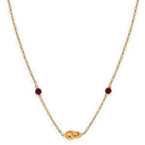 Collier Or 750 Nœud Forçat Antillais 6mm Cristal Grenat 4mm 45cm