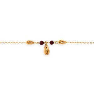 Collier Or 750 Nœuds Forçat Antillais 4  à 6mm Cristal Grenat 4mm 45cm