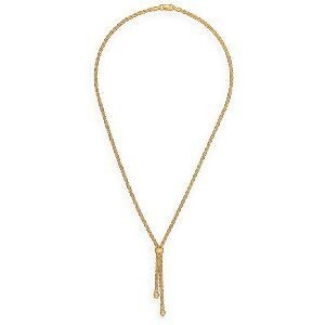 Collier Y Or 375 Maille Corde 2mm Pendant 40mm Boules Facetées 4mm 42cm