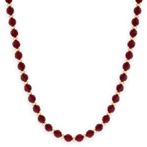 Collier Or 375 Cristal Grenat 6mm Boules 3mm 45cm